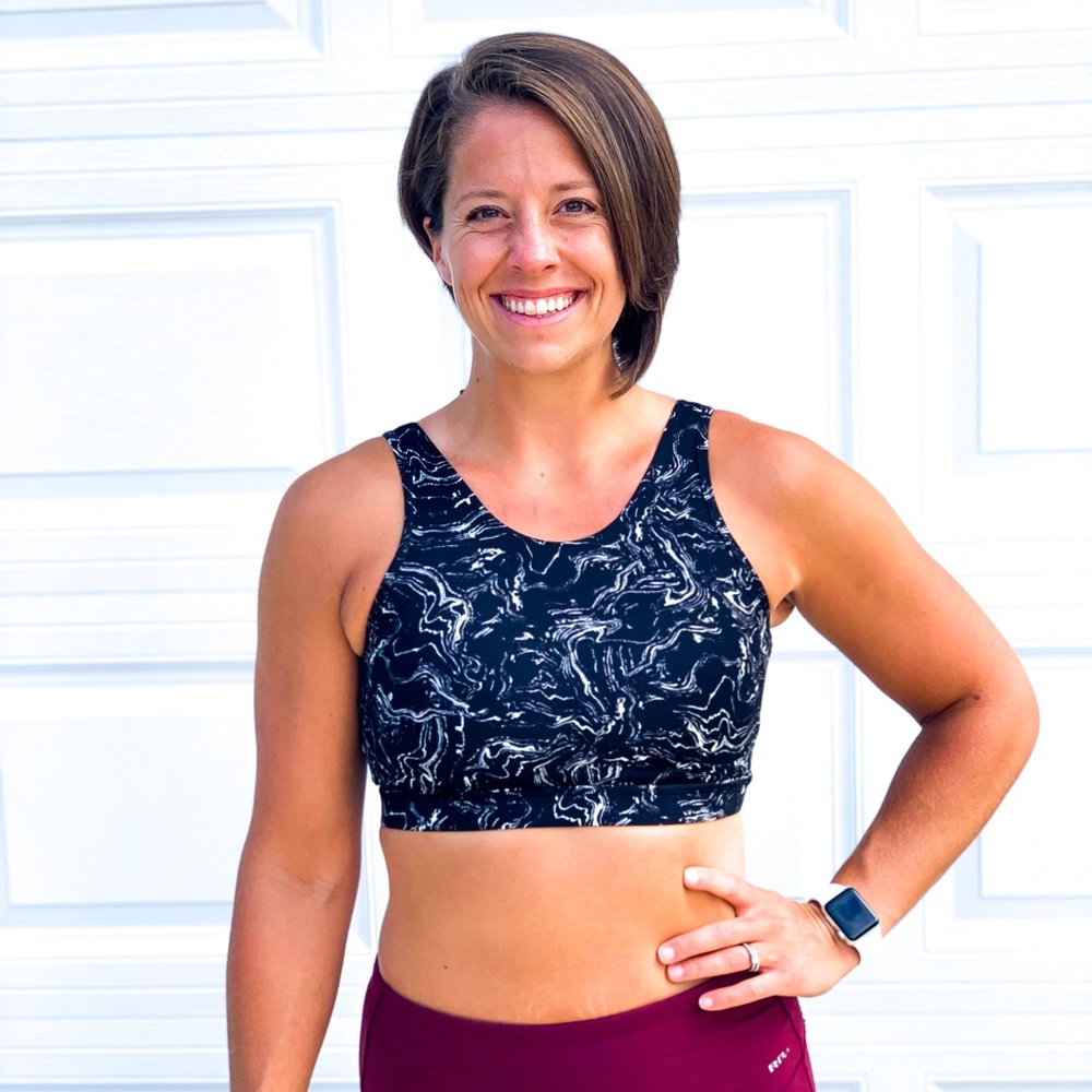 Black Marble Swirl Sports Bra